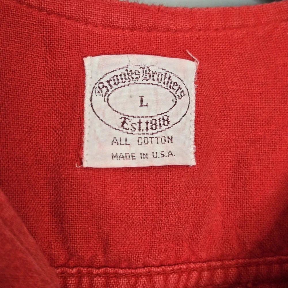 Brooks Brothers Red Cotton Flannel Night Shirt Size Large Made In USA Oversized